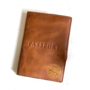 J. Crew brown leather passport cover for WeWork